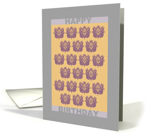 Damask Pattern in Purple and Golden Yellow Birthday card (1201606)