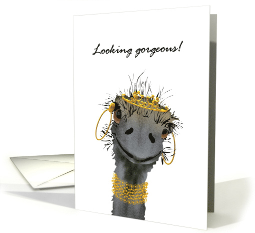 Birthday for Girlfriend Emu Wearing Jewelry card (1203682)