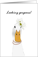 Birthday for Girlfriend Duck Wearing Jewelry and Flowers card