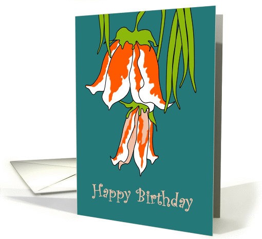 Birthday abstract florals in orange and white card (1204478)