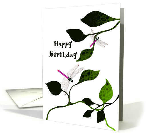 Birthday Abstract Foliage And Dragonflies card (1205080)