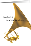 Congratulations Blow Your Own Horn Recognition card