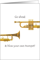 Congratulations Blow Your Own Trumpet Recognition card