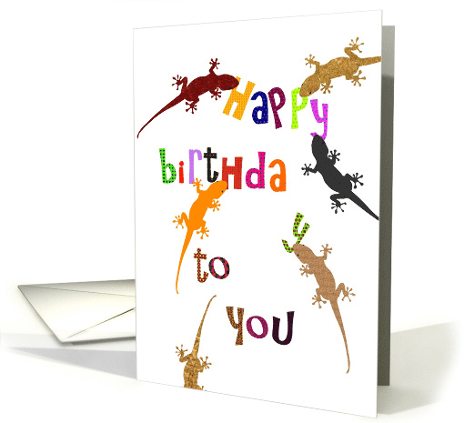 Colorful Geckos Spelling Out Birthday Message card (1209100)