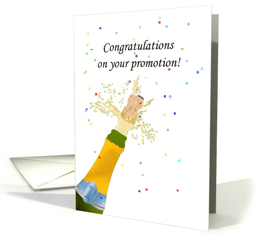 Congratulations on Your Promotion Popping a Bottle of Bubbly card