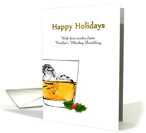 Custom Happy Holidays Whiskey Distillery Whiskey On The Rocks card