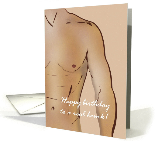 Birthday for him, nude man, sexy hunk card (1219212)