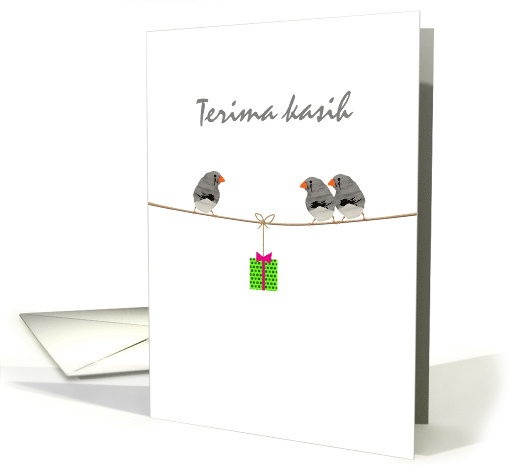 Terima Kasih Thank You In Bahasa Language Little Birds On A Line card