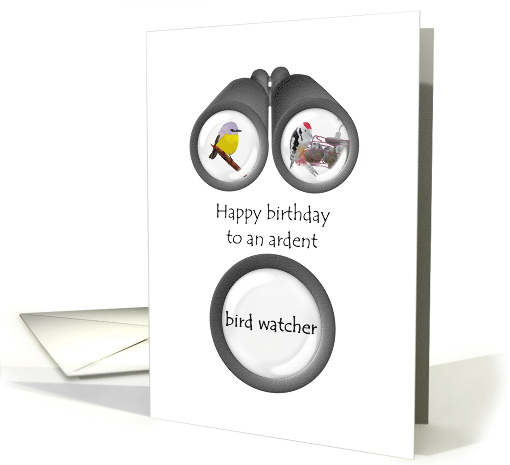 Bird Watcher Birthday Binoculars And Birds card (1222420)