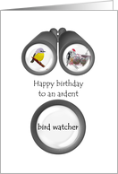Bird Watcher Birthday Binoculars And Birds card