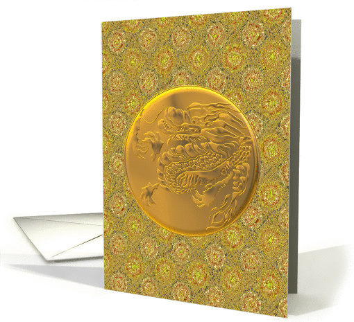 Chinese new year, mighty dragon on a gold disc card (1240510)