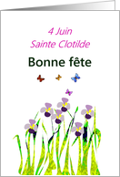 French Saint’s Day Sainte Clotilde June 4 Irises and Butterflies card