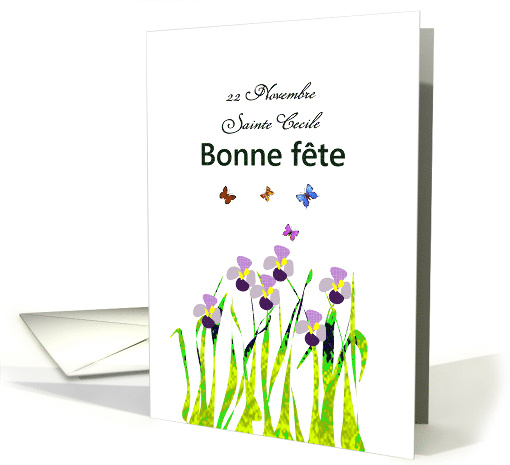 French Saint's Day Custom Name Day Purple Irises Butterflies card