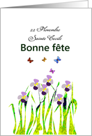 French Saint’s Day Custom Name Day Purple Irises Butterflies card