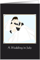 July Wedding Congratulations Groom Carrying his Bride card