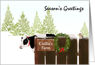 Custom Season’s Greetings From Farm Cow in Snow Covered Field card