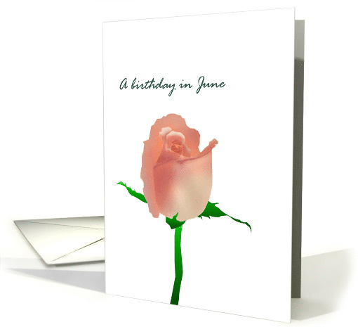 Birthday in June Rose Birth Month Flower Pretty Pink Rose card