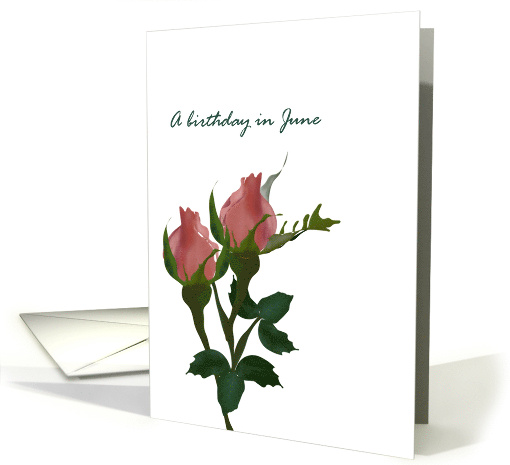 Birthday in June Rose Birth Month Flower Pink Rose Buds card (1271372)