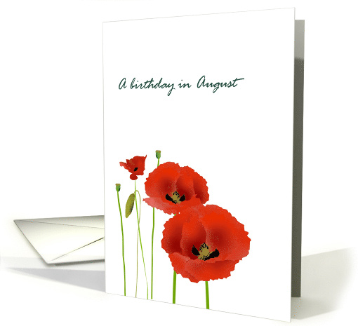 Birthday in August Poppy Birth Month Flower Red Poppies card (1271394)