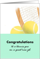 Congratulations Tennis Pro New Job Tennis Racket And Balls card