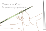 Thank You Coach Track and Field Javelin Throw card