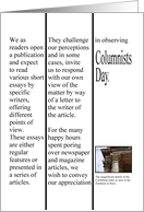 Columnists Day A Column In The Papers card