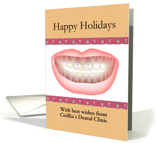 Happy Holidays Dentist To Patients Bauble Image On Front Teeth card