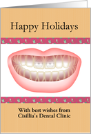 Happy Holidays Dentist To Patients Bauble Image On Front Teeth card