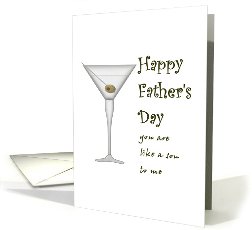 Father's Day Like a Son to Me Sketch of Dry Martini With Olive card
