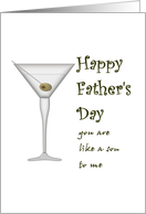 Father’s Day Like a Son to Me Sketch of Dry Martini With Olive card