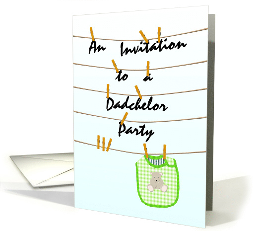 Dadchelor Party Invitation Baby's Bib on Clothes Line Baby Shower card