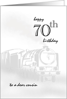 Cousin 70th Birthday Illustration of Steam Train card