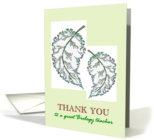 Thank You Biology Teacher Abstract Design Of Leaves card (1293282)