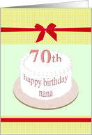 Happy 70th Birthday Nana Cake and Red Ribbon card