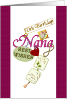 Happy 70th Birthday Nana Jewelry Red Heart and Best Wishes card