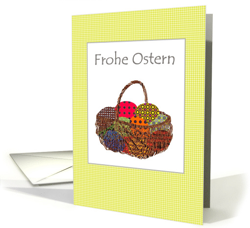 Frohe Ostern Happy Easter in German Basket of Colorful Eggs card