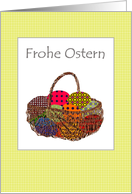 Frohe Ostern Happy Easter in German Basket of Colorful Eggs card