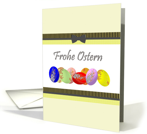 Frohe Ostern Happy Easter in German Row of Colorful Eggs card