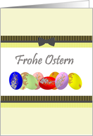 Frohe Ostern Happy Easter in German Row of Colorful Eggs card