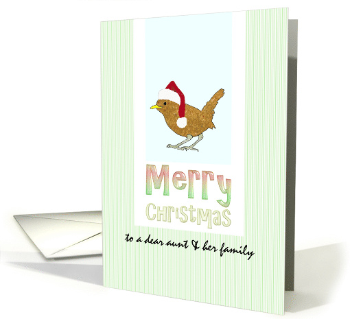 Christmas for Aunt and Family Bird Wearing Santa Hat card (1303980)