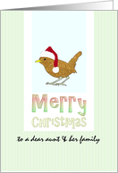 Christmas for Aunt and Family Bird Wearing Santa Hat card