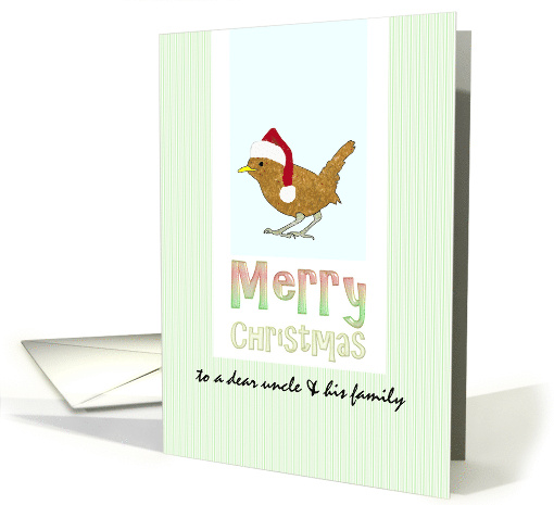 Christmas for Uncle and his Family Bird Wearing Santa Hat card