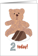 2nd Birthday Teddy and Chocolate Cake card