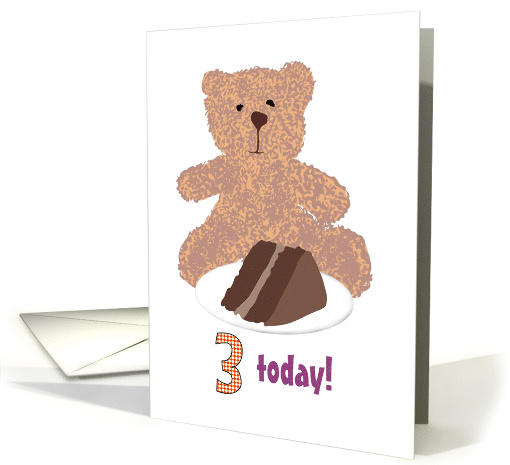 3rd Birthday Teddy and Chocolate Cake card (1305142)