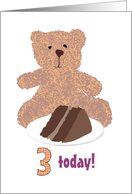 3rd Birthday Teddy and Chocolate Cake card
