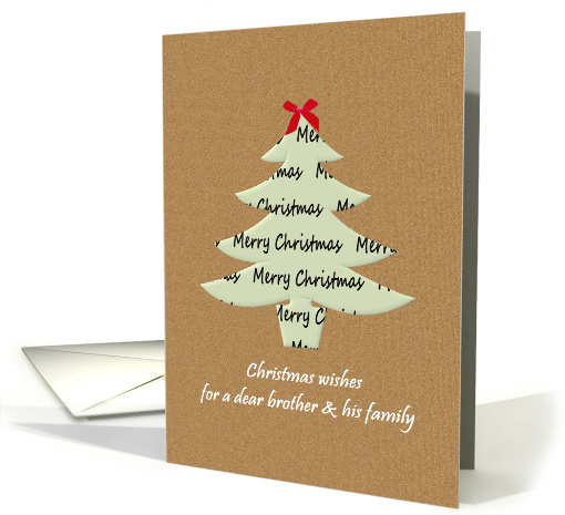 Christmas for Brother And Family Paper Holiday Tree With Red Bow card