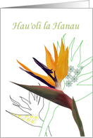 Hau’oli la Hanau Hawaiian Birthday Greeting Strelitzia Flower card