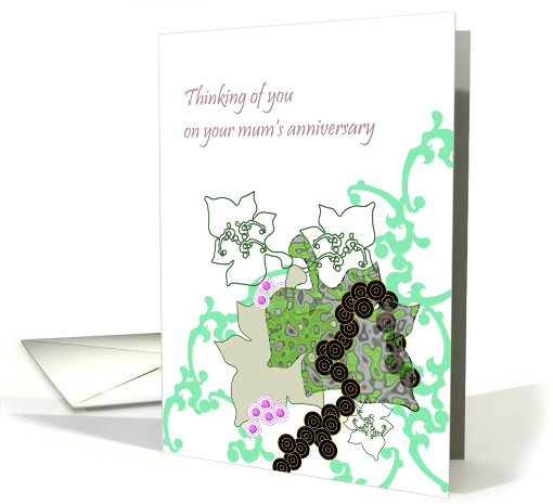 Remembering your Mum Abstract Art in Green Pink and Black card