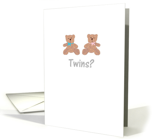 New Baby Congratulations Twins Two Teddy Bears in Blue... (1310178)