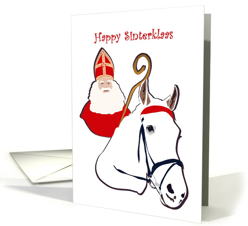 Happy Sinterklaas Sinterklaas In Red Mitre Cape And With Crosier card